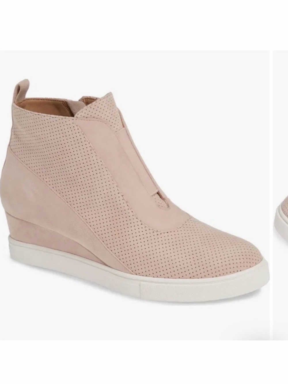 Linea Paolo Anna Blush Perforated Suede Wedge Sneaker Booties -NIB -Women's 6.5